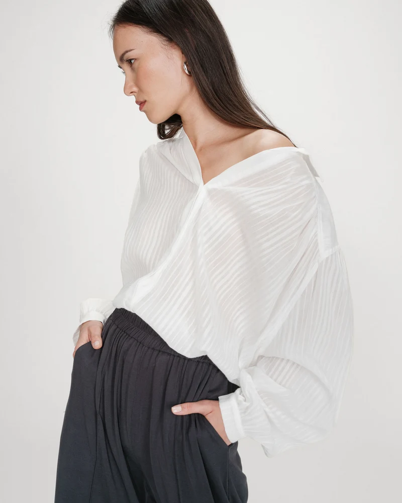 Pantalon en modal jambe large marine Pax