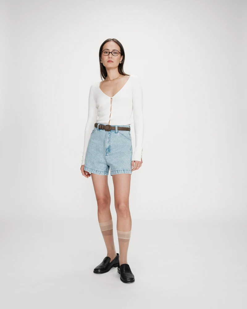 Short en jean taille haute droit skyblue Verne