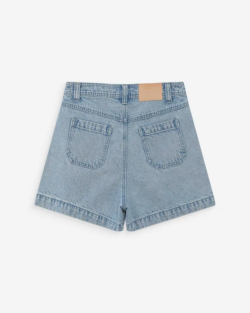 Short en jean taille haute droit skyblue Verne
