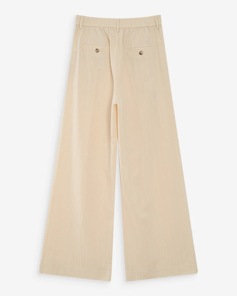 Pantalon tailleur droit en lin à fines rayures vanille Very