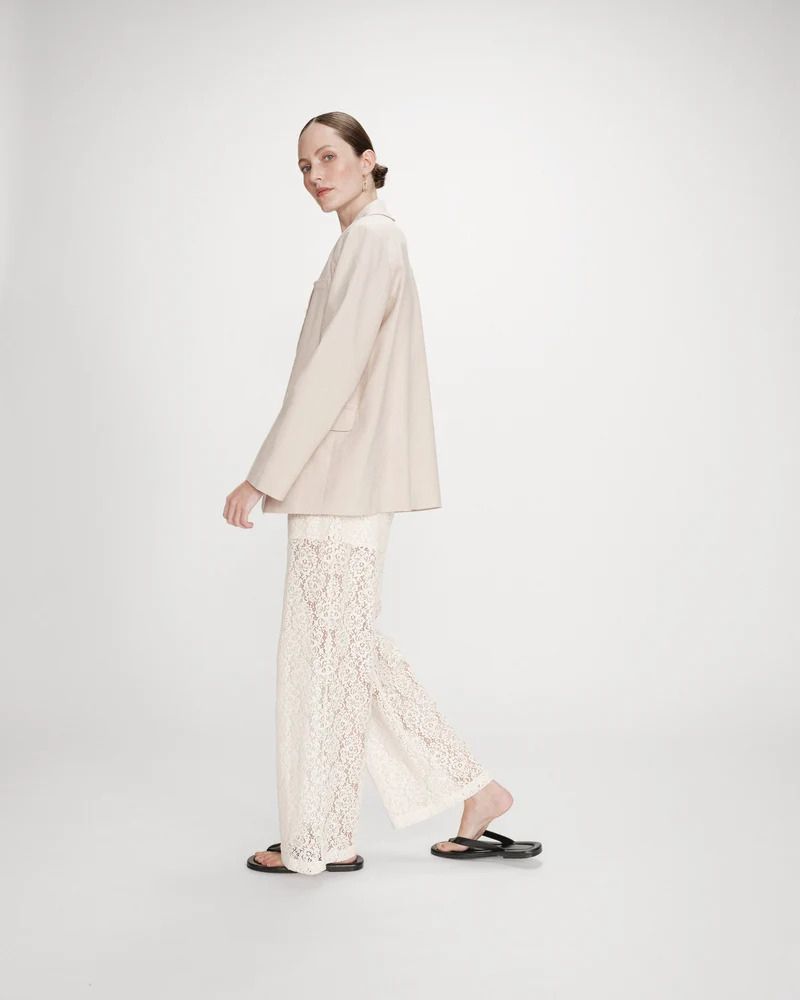 Pantalon en dentelle ample ecru Vincent