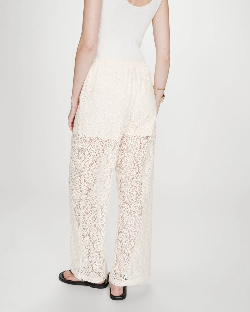 Pantalon en dentelle ample ecru Vincent