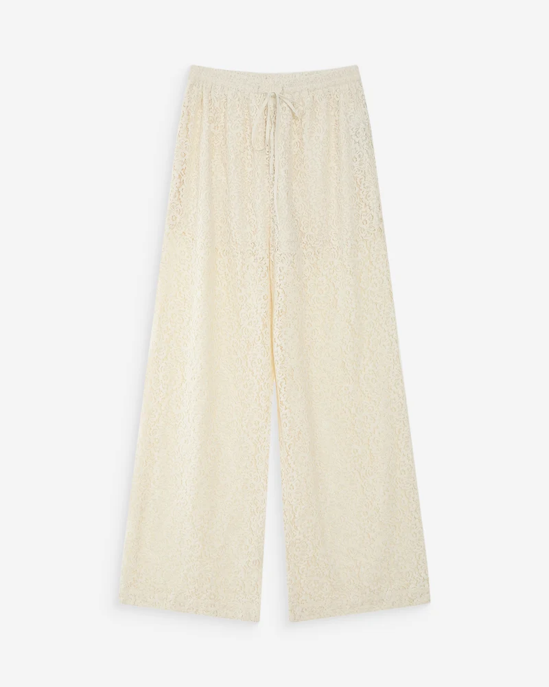Pantalon en dentelle ample ecru Vincent