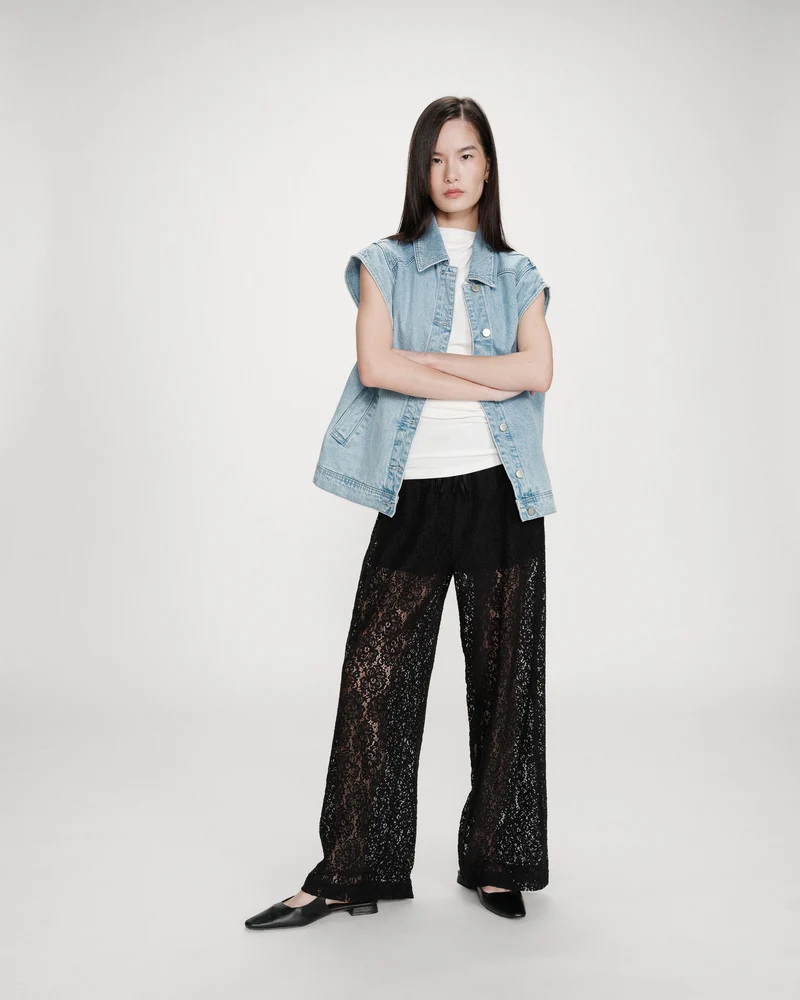 Pantalon en dentelle ample noir Vincent