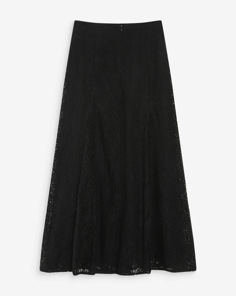 Jupe longue en dentelle évasée noir Visenya