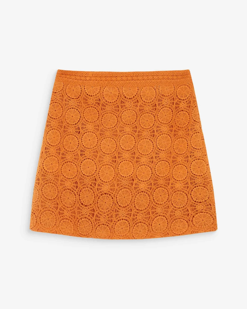 Jupe courte droite en crochet bohème or Victoria