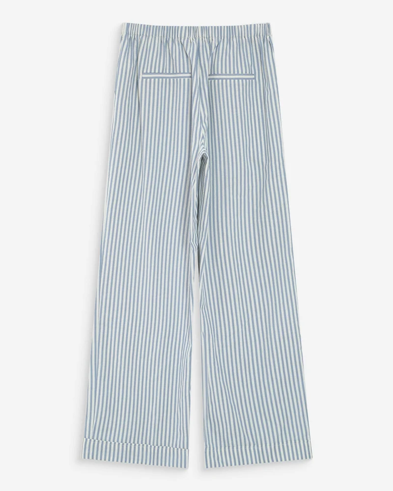 Pantalon à rayures large taille réglable à cordon bleuet Volute