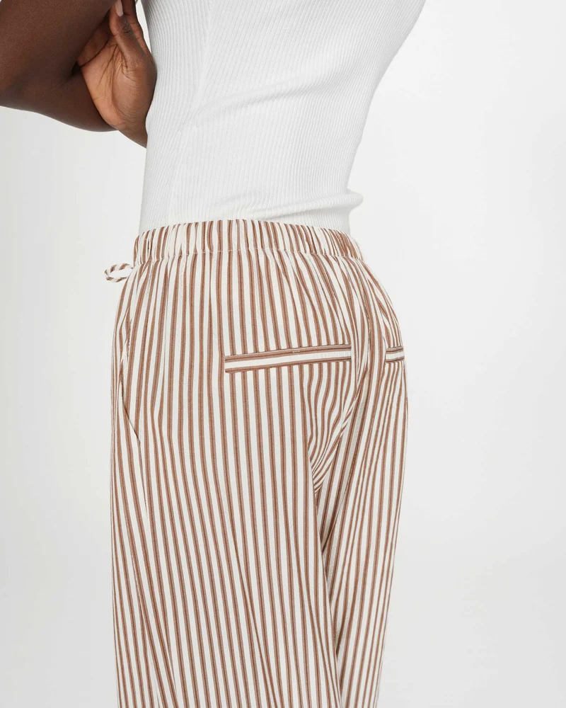 Pantalon à rayures large taille réglable à cordon mocha Volute