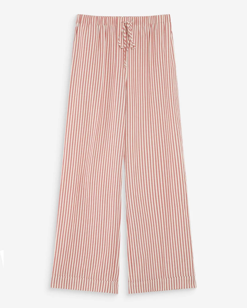 Pantalon à rayures large taille réglable à cordon corail Volute