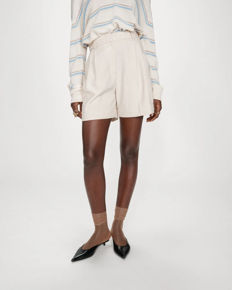 Short droit à plis taille mi-haute sable Vite