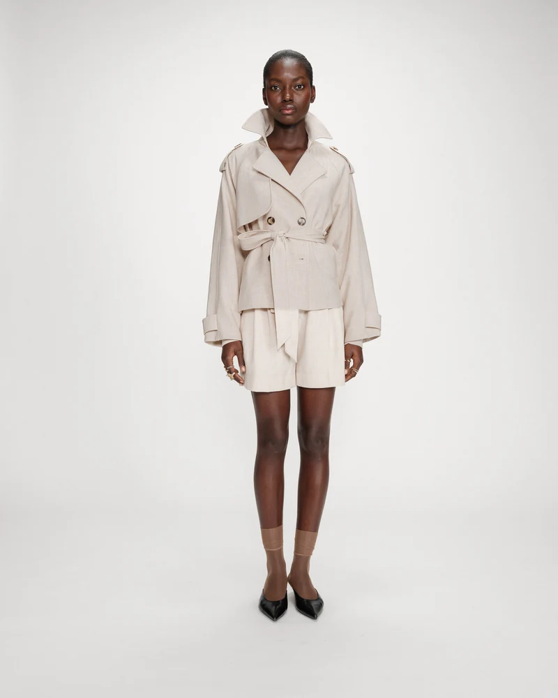 Short droit à plis taille mi-haute sable Vite