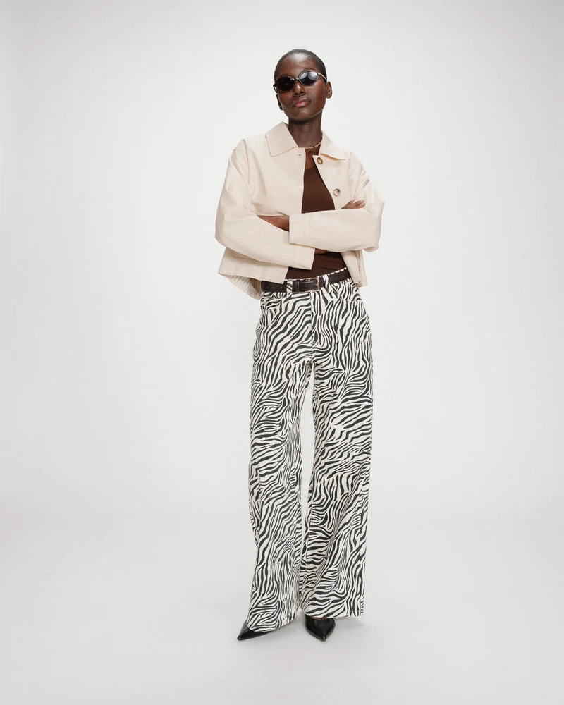 Jean taille haute loose imprimé zebre Socca