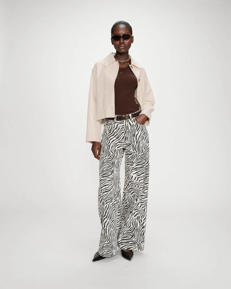 Jean taille haute loose imprimé zebre Socca