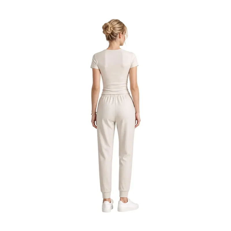 T-shirt court en coton beige pour femmes Armani Exchange