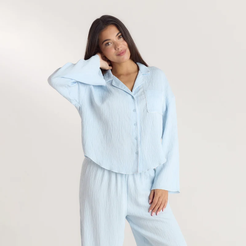 Chemise de Pyjama Crinkle - Bleu