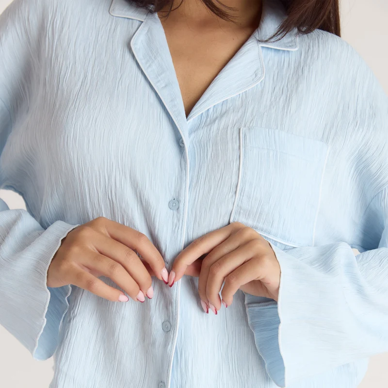 Chemise de Pyjama Crinkle - Bleu
