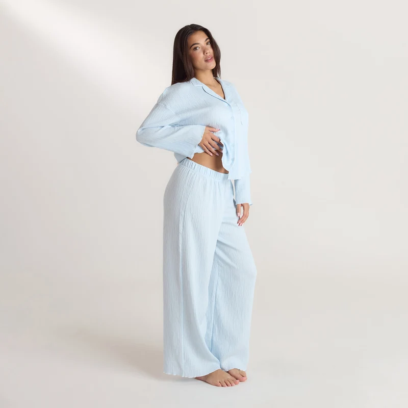 Pantalon de Pyjama Crinkle - Bleu