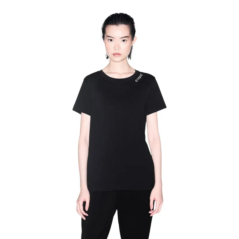 T-shirt pour femme Armani Exchange en coton noir à col rond