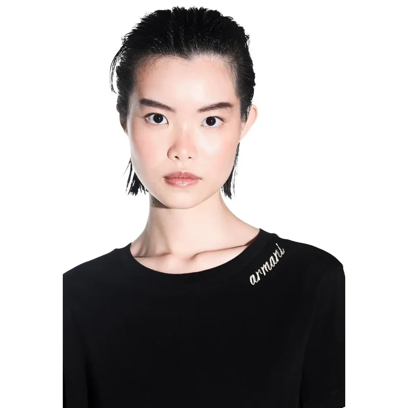 T-shirt pour femme Armani Exchange en coton noir à col rond