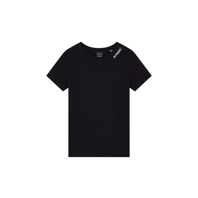 T-shirt pour femme Armani Exchange en coton noir à col rond