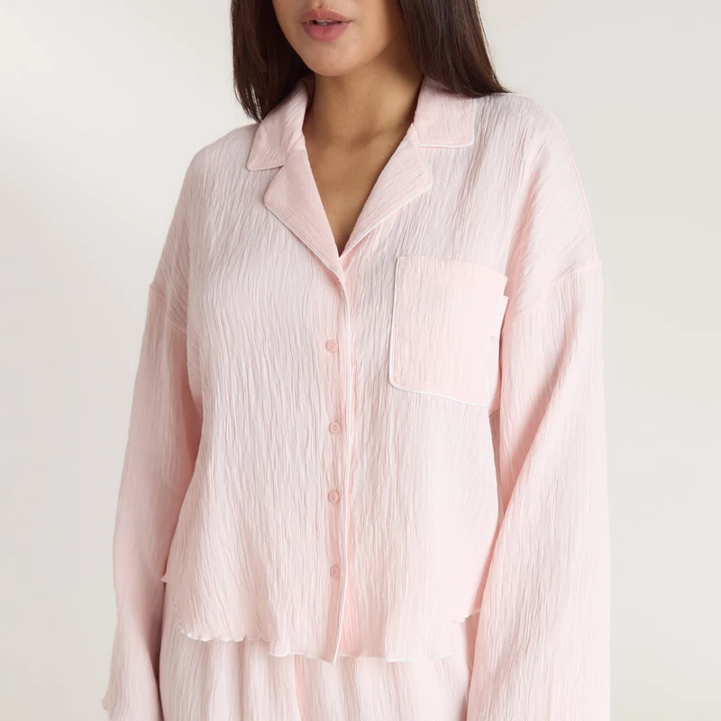 Chemise de Pyjama Crinkle - Rose