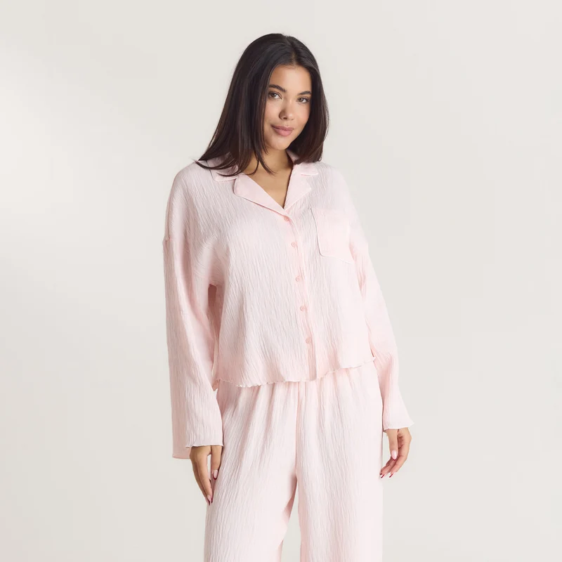 Chemise de Pyjama Crinkle - Rose