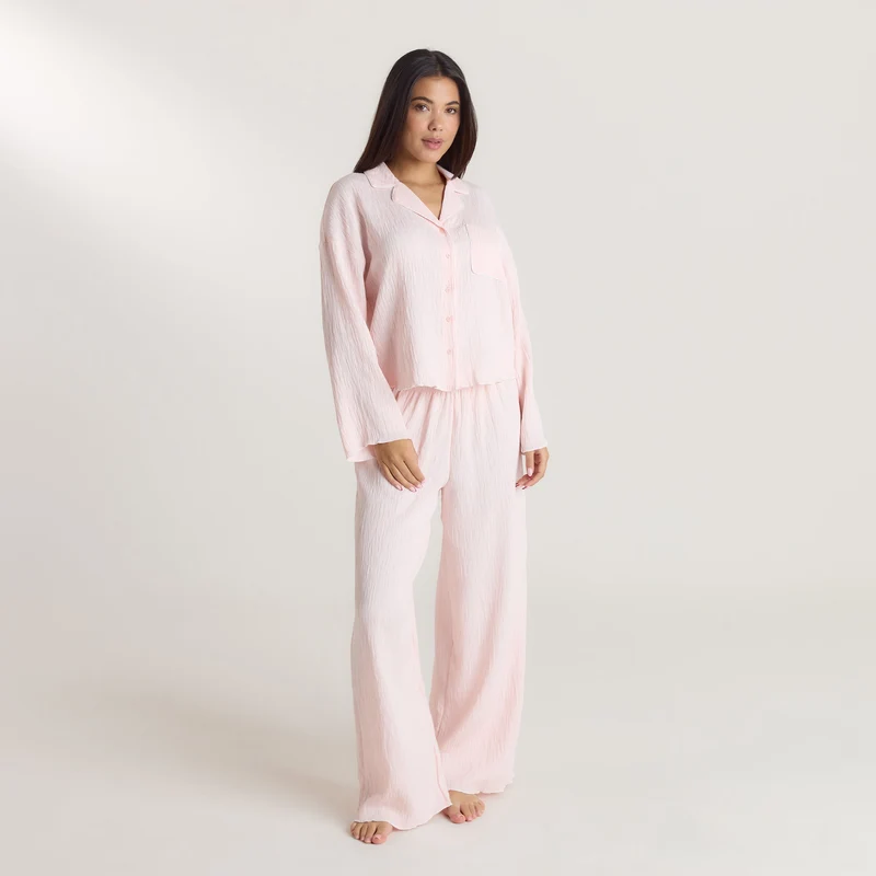 Chemise de Pyjama Crinkle - Rose