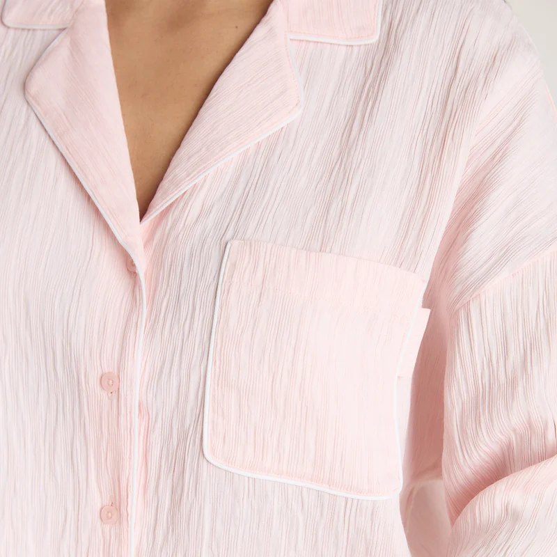Chemise de Pyjama Crinkle - Rose