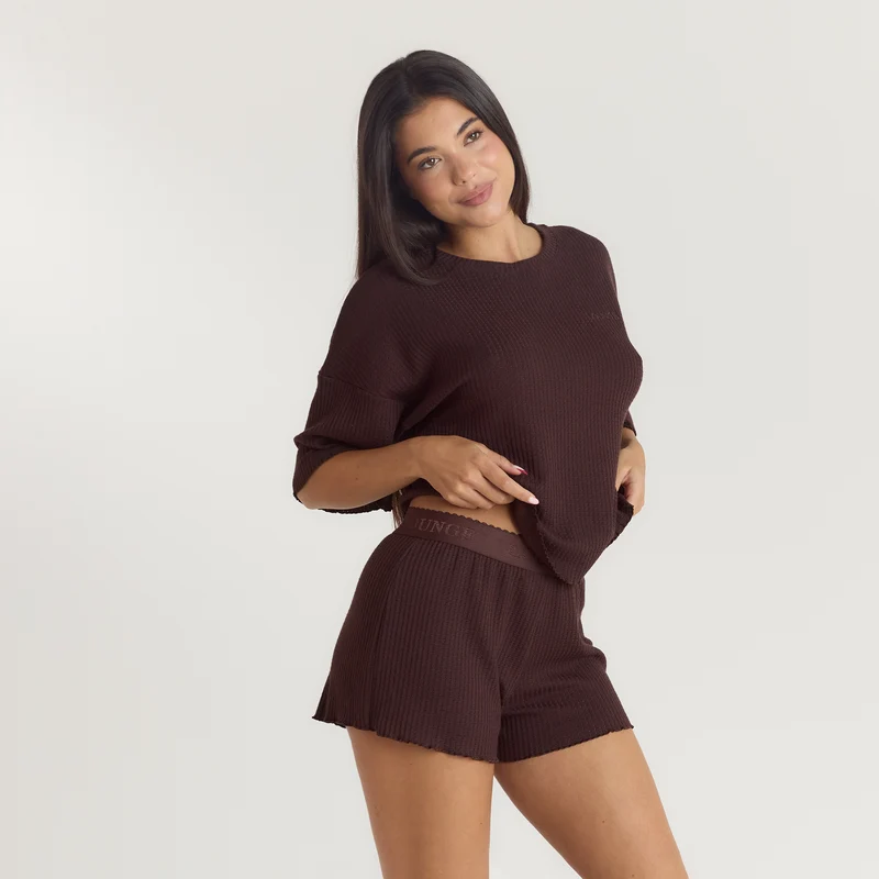 Haut de Pyjama Soft Waffle - Chocolat Noir