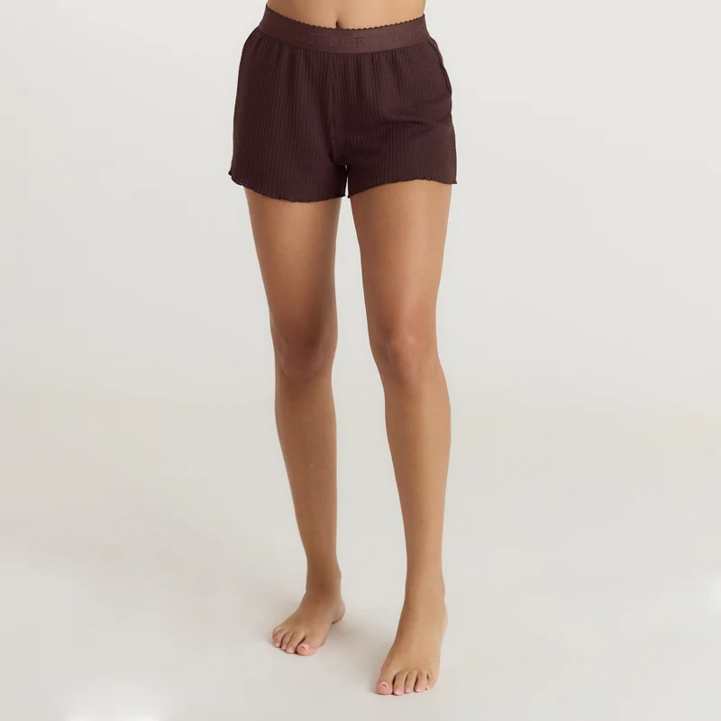 Short de Pyjama Soft Waffle - Chocolat Noir