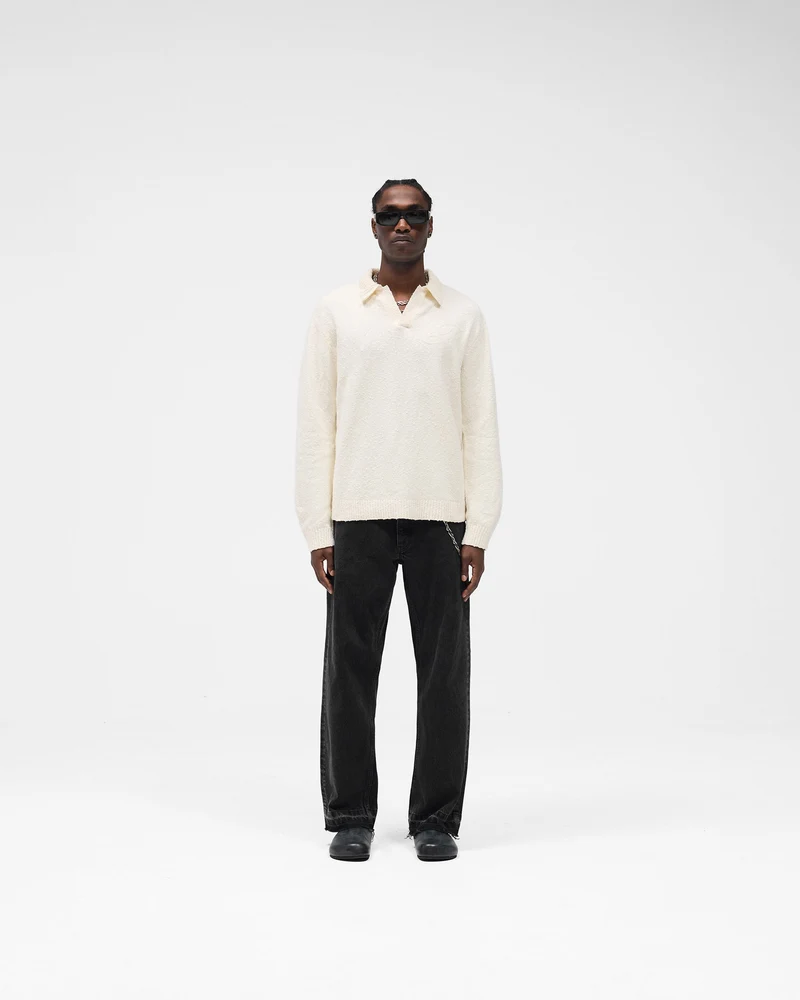 Knitted Polo - Aged White
