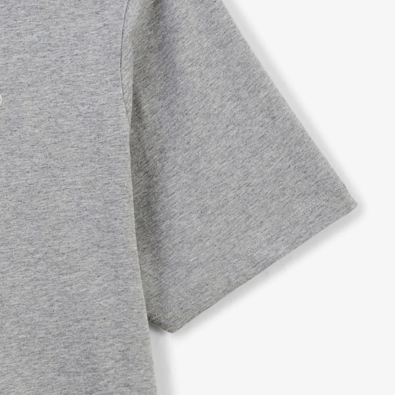 T-shirt col rond imprimé dos piments en coton gris chiné