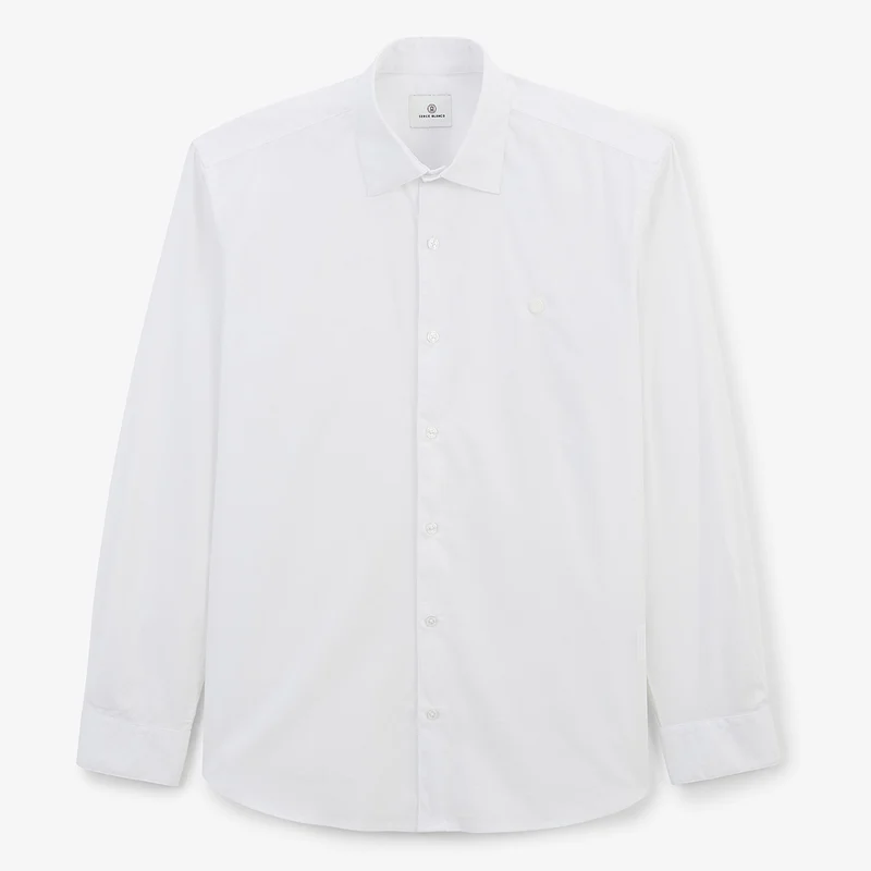 Chemise manches longues coton stretch blanche