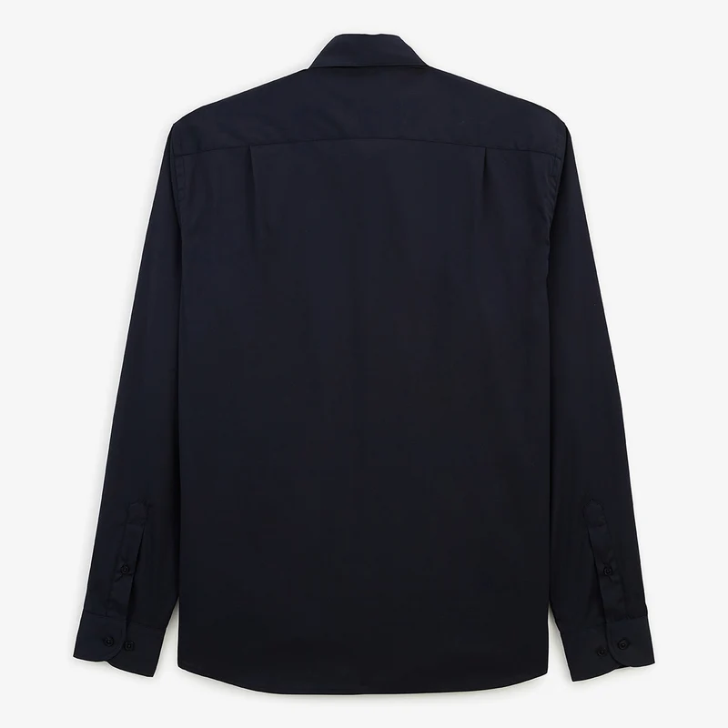 Chemise manches longues coton stretch bleu marine