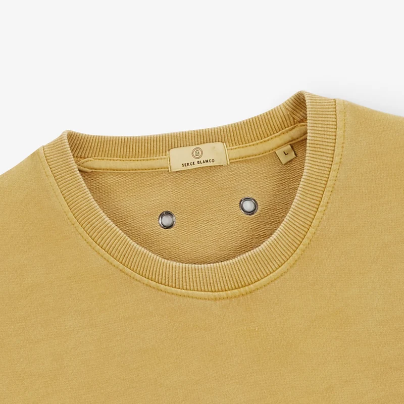 Sweat col rond Archives teinture old en coton jaune laiton