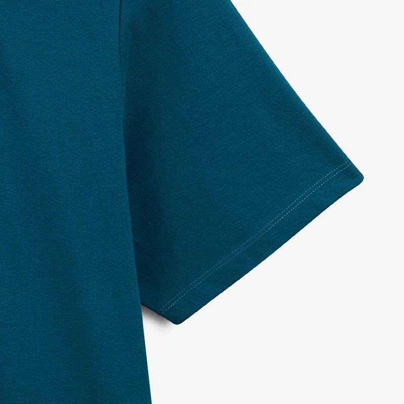 T-shirt col rond en coton imprimé dos surf bleu opale