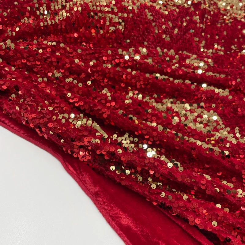 Tissu Velours Brodé, Paillettes - Réversible, Tina