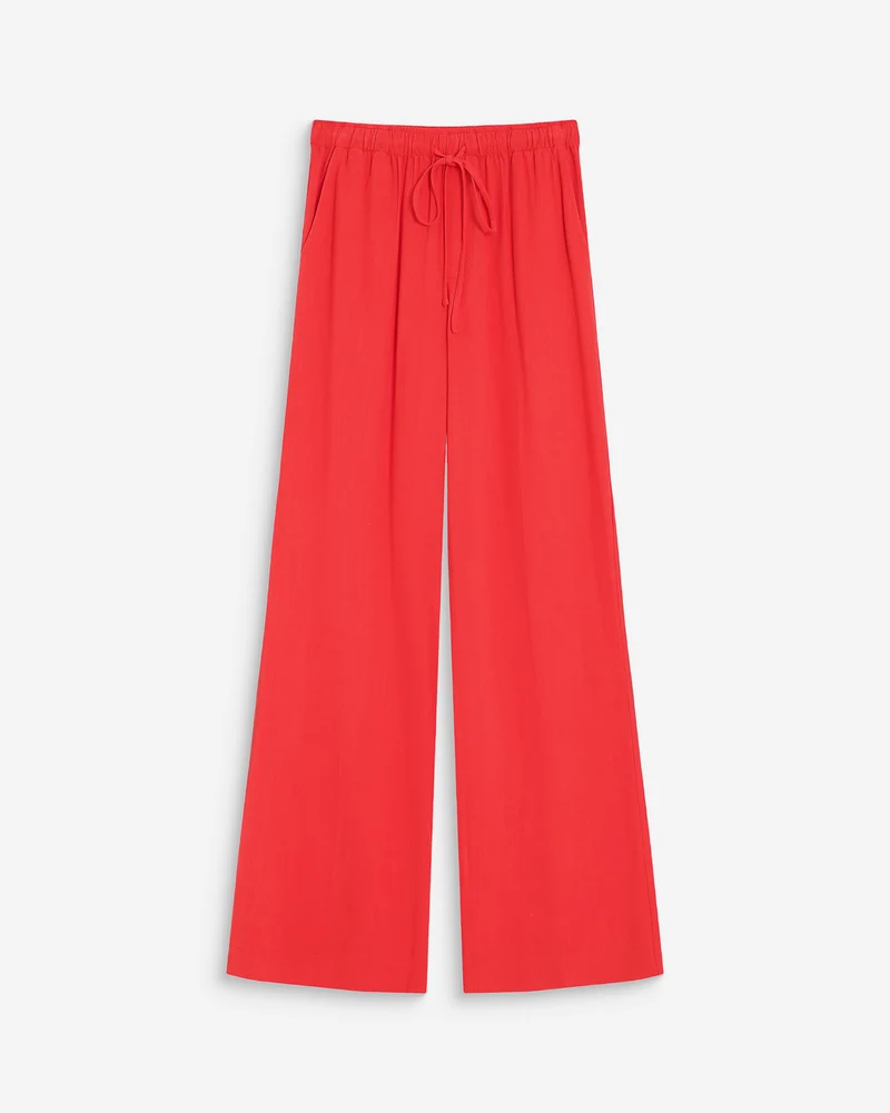Pantalon large en lin taille haute sanguine Raven