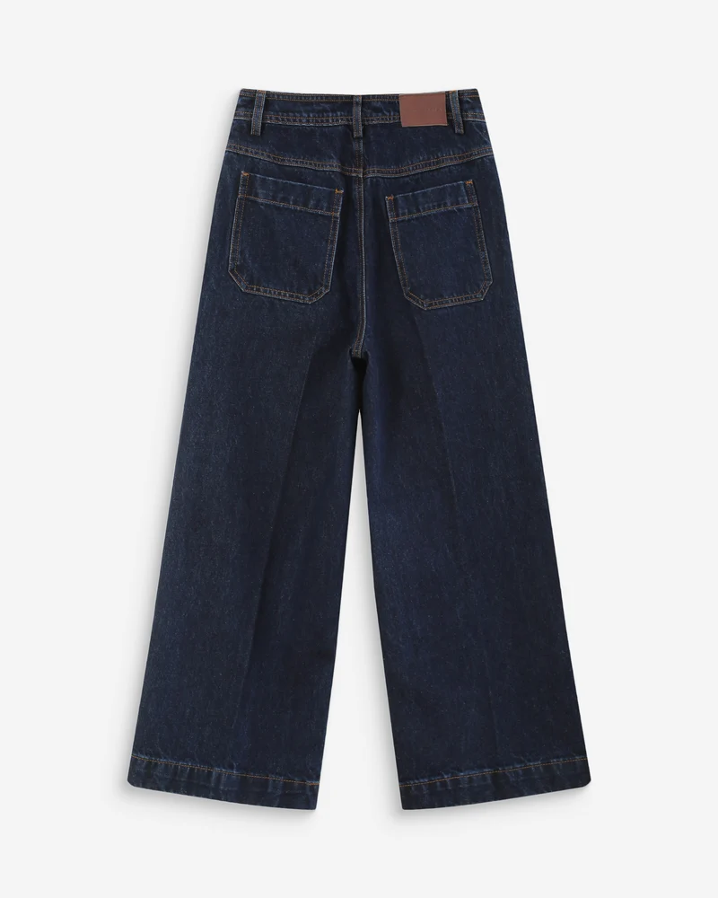 Jean loose 7/8e taille haute poches plaquées darkblue Joe