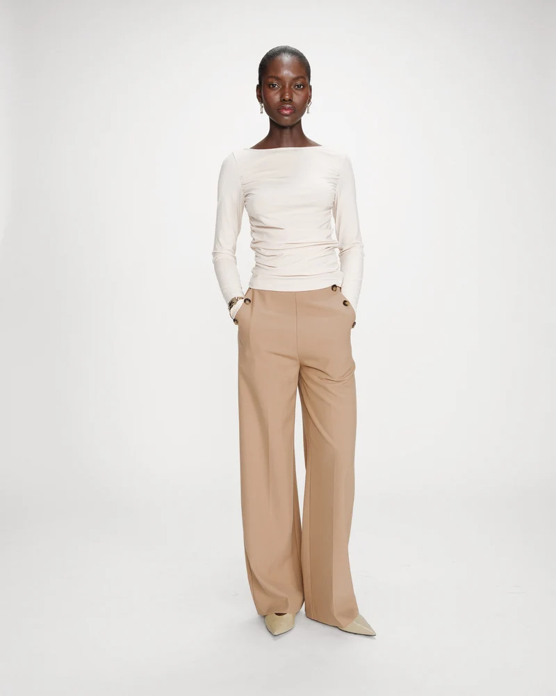Pantalon tailleur droit poches italiennes camel Valigny