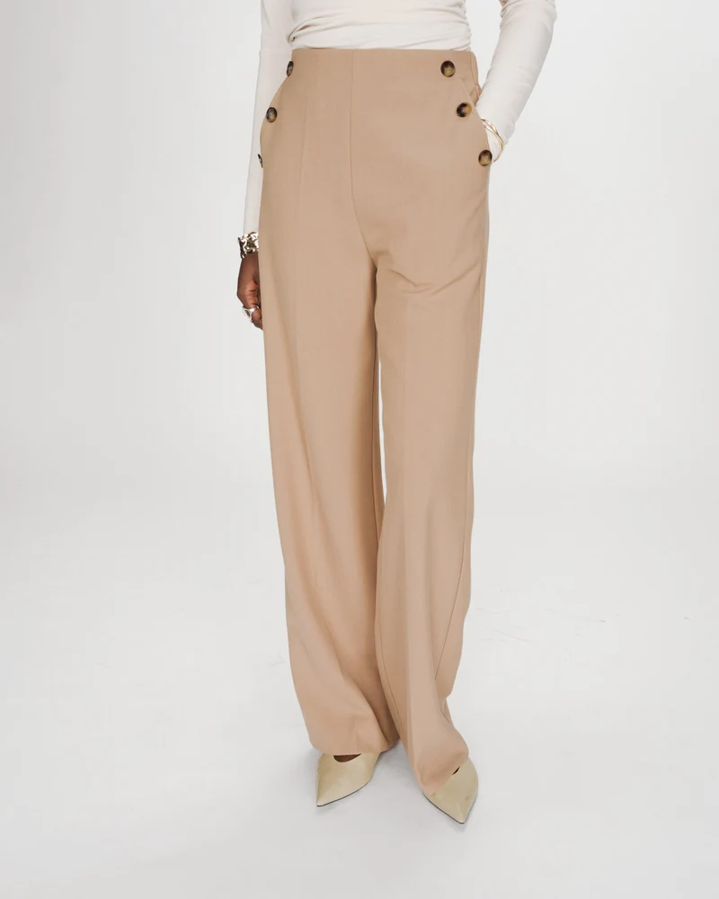 Pantalon tailleur droit poches italiennes camel Valigny