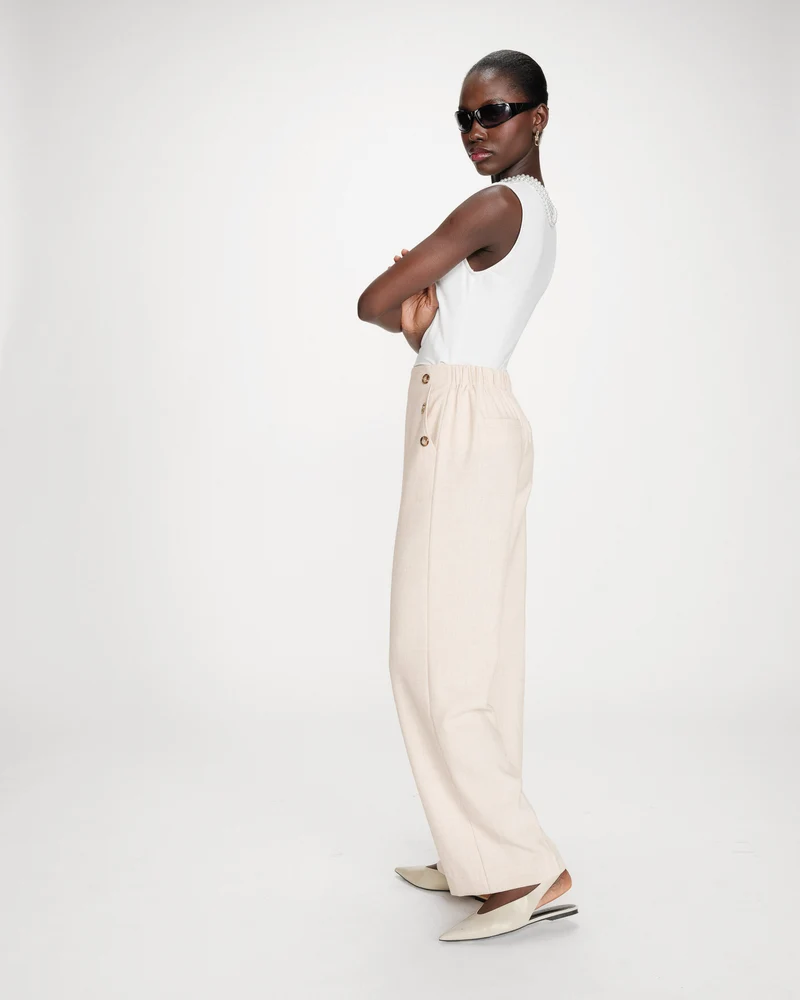 Pantalon tailleur droit poches italiennes sable Valigny