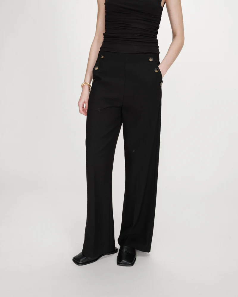 Pantalon tailleur droit poches italiennes noir Valigny