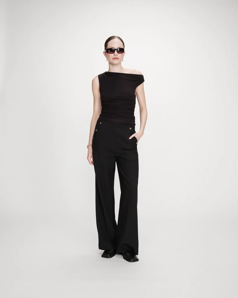Pantalon tailleur droit poches italiennes noir Valigny