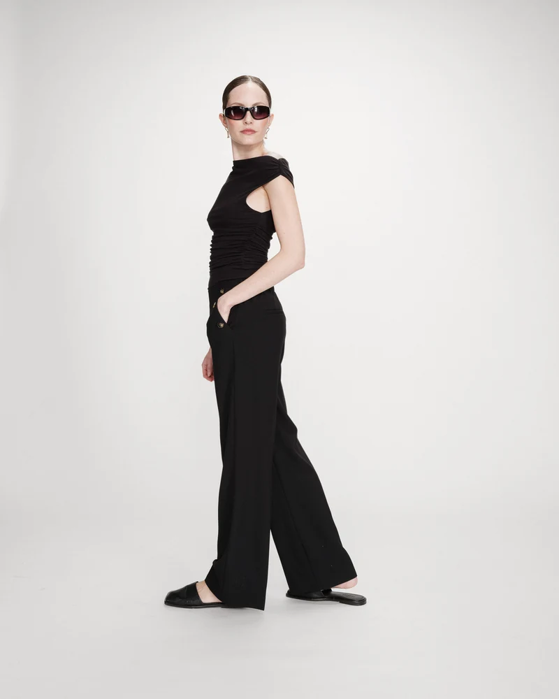 Pantalon tailleur droit poches italiennes noir Valigny