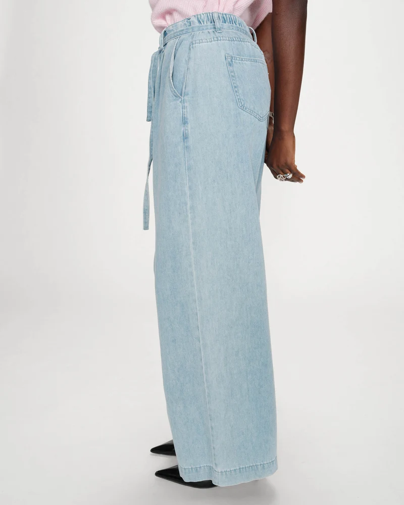 Jean baggy fluide taille mi-haute skyblue Pompon