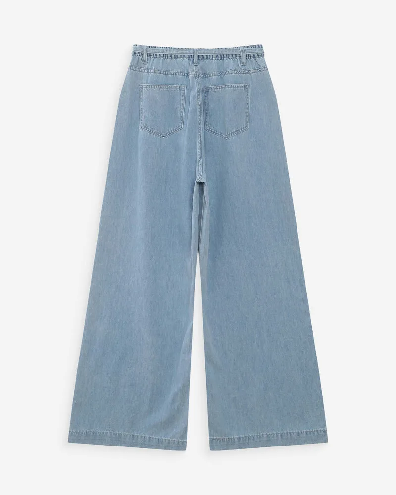 Jean baggy fluide taille mi-haute skyblue Pompon