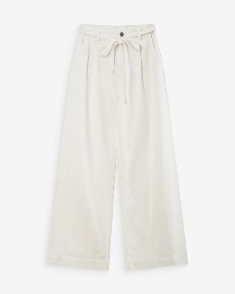 Jean baggy fluide taille mi-haute white Pompon