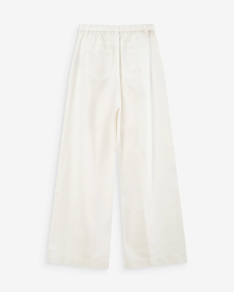 Jean baggy fluide taille mi-haute white Pompon