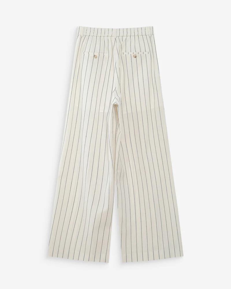 Pantalon tailleur droit en lin à fines rayures white Very